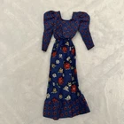 VTG 1973 Barbie #3343 Best Buy Blue W/ Red Flowers Peasant Dress Raining Flowers