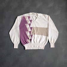 Vintage 90's Titleist Collection Abstract V Neck Cotton Sweater Large