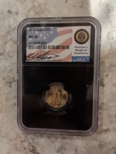 2023 $5 Gold American Eagle 1/10 oz NGC MS70 First Day Issue Hand Signed Label