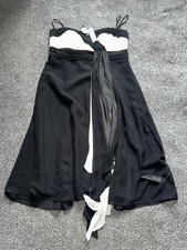 NWT Womens DEBUT Dress, Size 12, Black, White, Waterfall, Detachable Straps