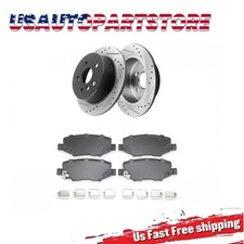 Rear Drilled Slotted Brake Rotors Ceramic Pads for 2007 - 2018 Jeep Wrangler JK