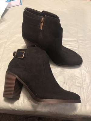 Just Fab Olly Womens Black Block Heel Bootie Size 9.5