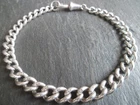 Antique Chunky Graduated Solid Silver Albert Pocket Watch Chain Bracelet + Lion