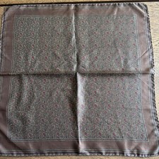 VTG Ashear Silk Pocket Square Italy Brown Red Yellow Paisley Hand Rolled Italy
