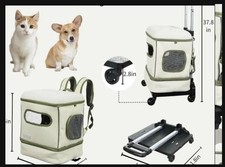 Cat/Dog Carrier With Wheels Airline Approved Rolling Backpack Pet Travel