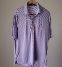 Mens RLX Ralph Lauren Polo Shirt Light Purple Stripe Golf Performance - Large