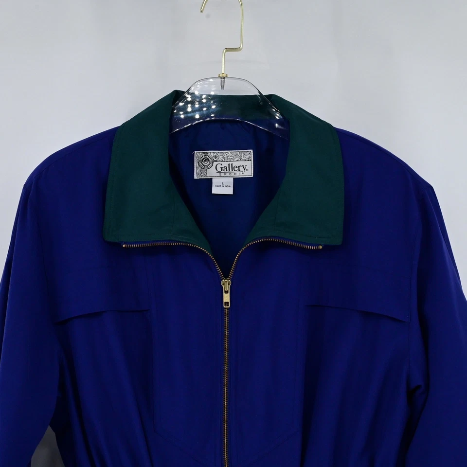 Chaqueta Deportiva Vintage Años 90 Azul Verde Bloque de Color Talla L Preppy Exterior Acogedora Audaz Foto 3 de 4