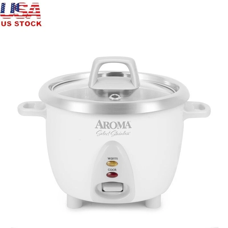 Stainless Steel 6 Cup Rice Cooker Automatic Keep Warm Easy Clean W/ Accessories