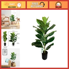30" Artificial Fiddle Leaf Fig Tree Faux Plant Home Office Decor Indoor Greenery