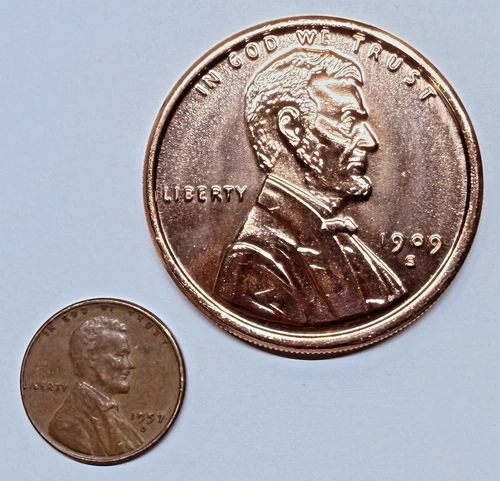 1 OZ 1909-S VDB AVDP Lincoln Wheat Cent Round .999 COPPER Restrike (BU)