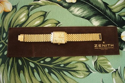 SHARP NSA ZENITH GOLD RESPIRATOR JFK AUTOMATIC BRACELET WATCH DATE DIAL CASE SET
