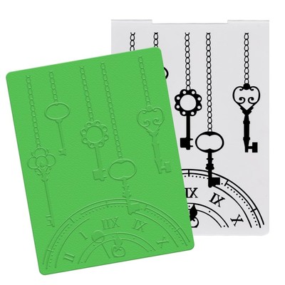 Vintage Clock Key Plastic Embossing Folders for Card Making, 3D Textured Gree...