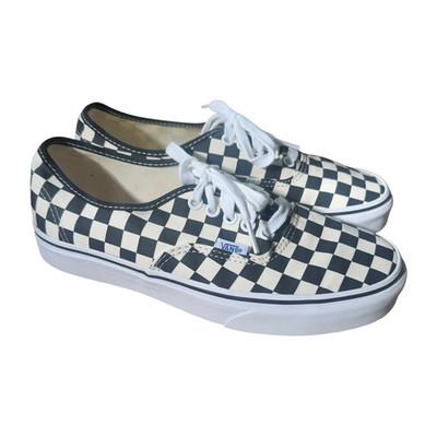 VANS Authentic Black/White Checkerboard Lace-Up Low Top Canvas Sneakers