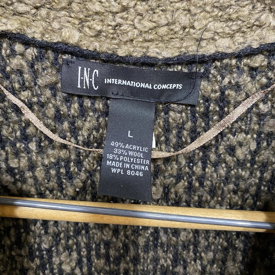 Cárdigan suéter tejido mezcla lana INC para mujer talla grande largo Cottagecore hippie Foto 3 de 4