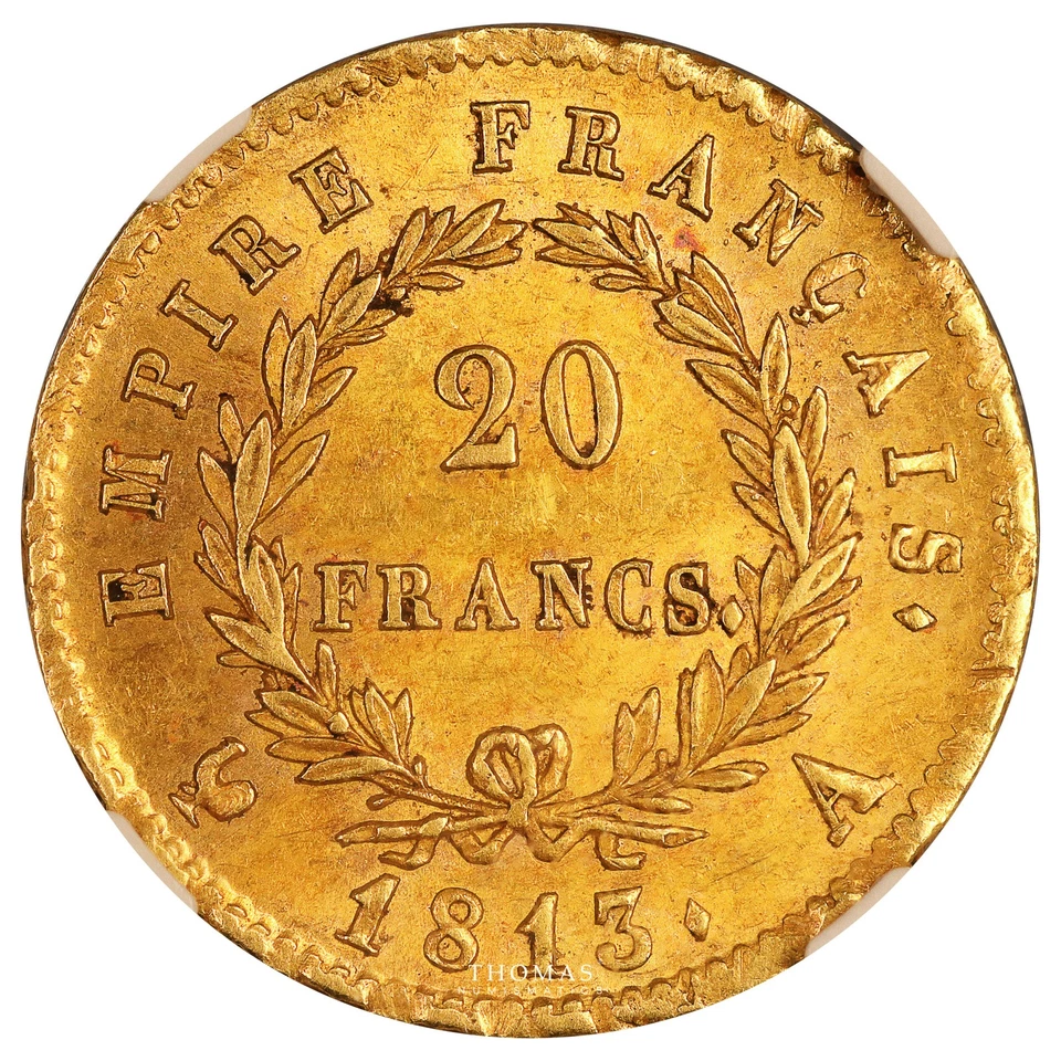 Монета Франция - Наполеон Ier - золото 20 франков или - 1813 A Париж - NGC AU 58 - Изображение 2 из 3