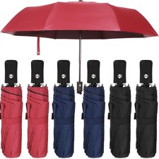 6 Pcs Windproof Travel Umbrella Compact Small, Black, Navy, Wine