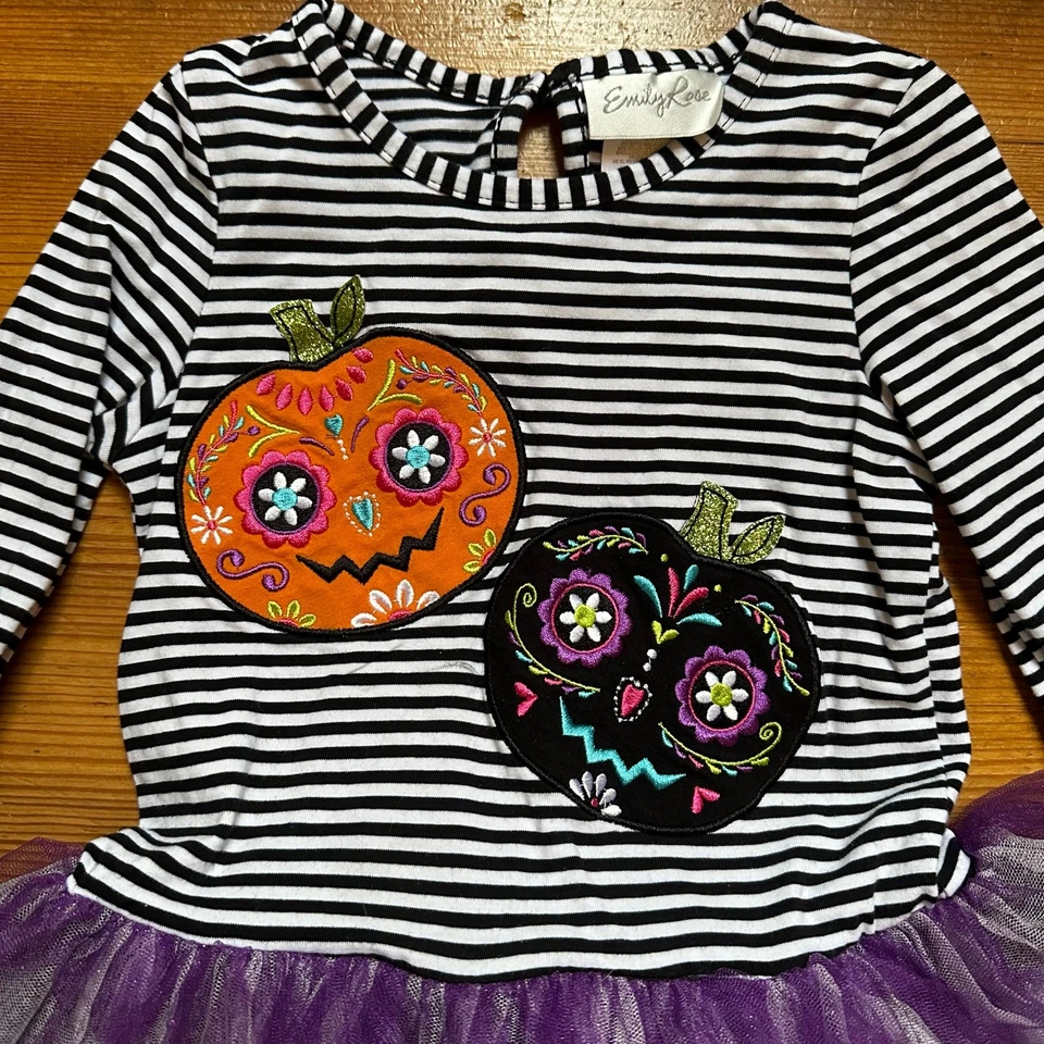 Emily Rose black white striped halloween long sleeve tutu dress SIZE 4T - Image 4 of 4