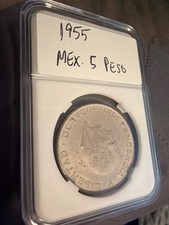 1955 Mexico 5 Peso silver coin