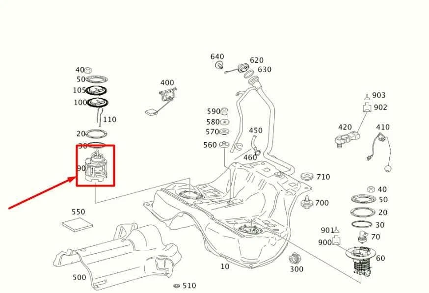 Mercedes-Benz S550 2009-11 5,5 L tanque de gasolina derecho bomba de combustible 221-470-74-94 OEM Foto 2 de 4