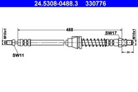 Ate Bremsschlauch 24.5308-0488.3 FüR Ford Ka