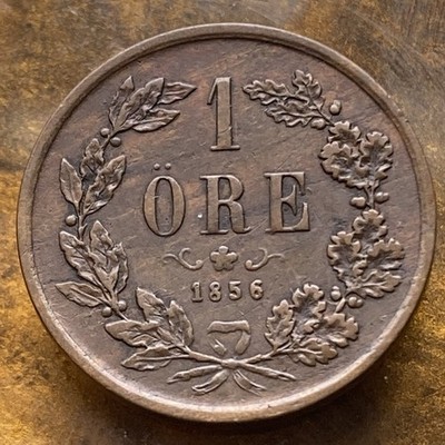 1856 Sweden 1 Öre - Key Date to Series, Rare - TOUGH coin to find. Lovely