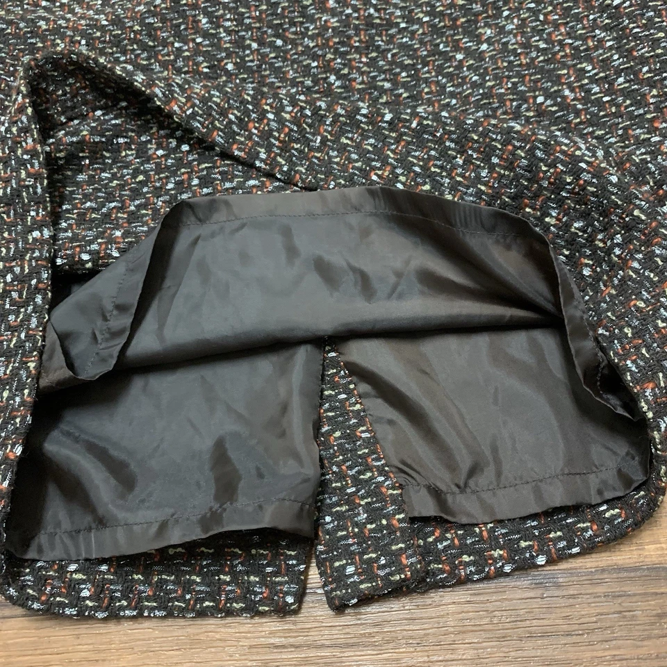 Traje Falda Recta Evan Picone Marrón, Naranja, Dorado Talla 12 Mezcla Lana, Forrado Foto 3 de 4