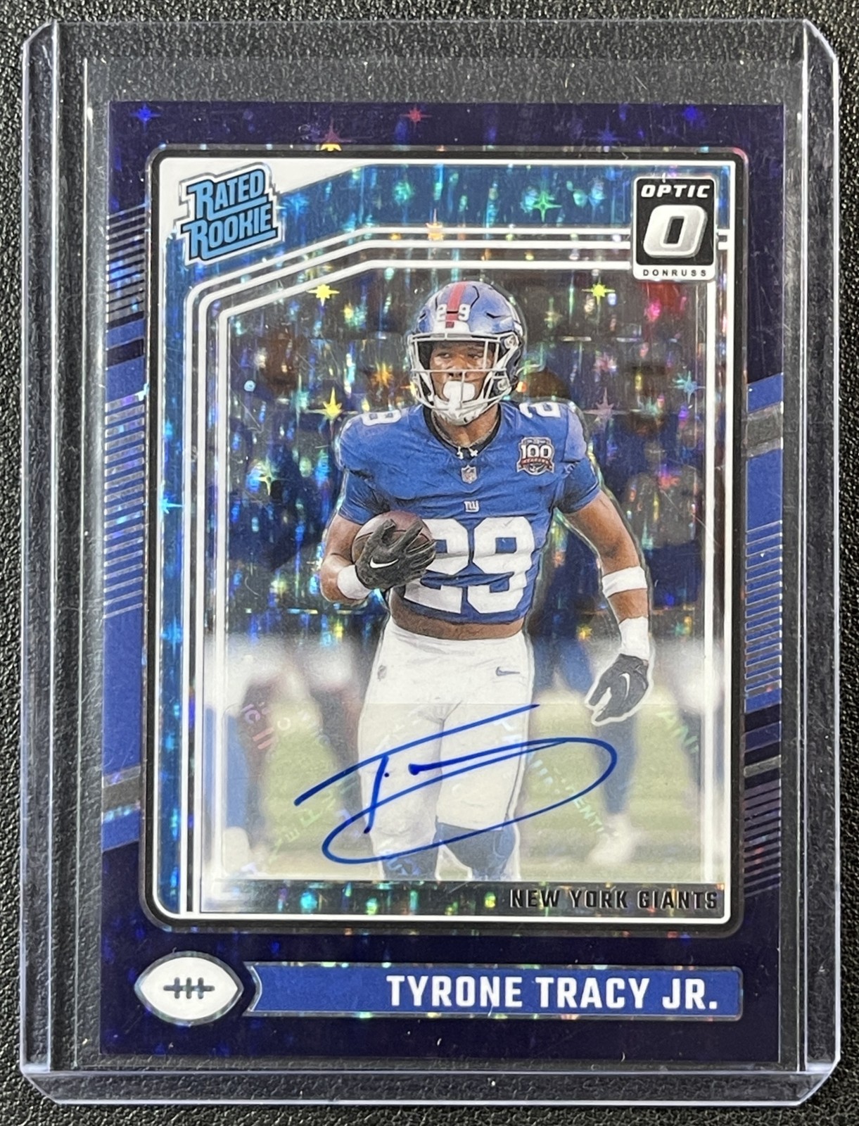 TYRONE TRACY JR. 2024 DONRUSS OPTIC #259 RATED ROOKIE PURPLE STARS AUTO 9/42