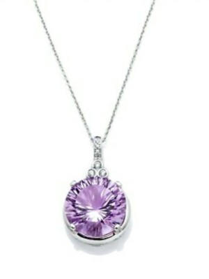 Raritäten SS runder Millennium Schliff rosa Amethyst & Zirkon Anhänger mit Kette