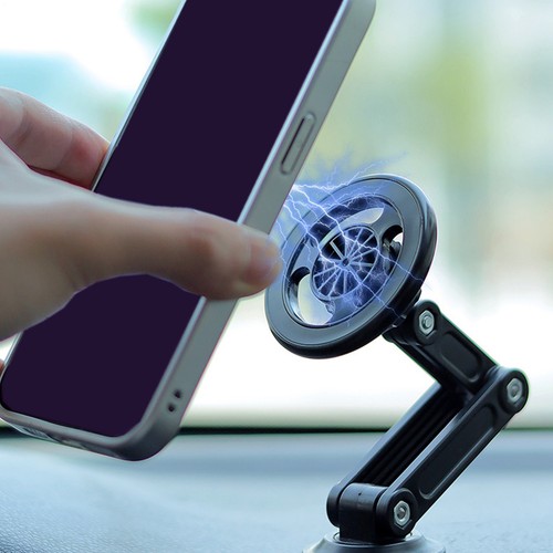 Support de téléphone de voiture magnétique pliable ABS support de tableau de bord de téléphone portable de voiture rotatif - Photo 7 sur 9