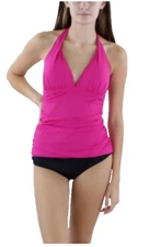 Lauren Ralph Lauren Womens Ruched Tankini Beachwear Swim Top Separates 6 (6551)