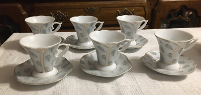 6 YMM Napoli Floral Demitasse Espresso Coffee Cup and Saucer
