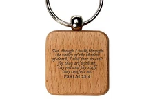 Bible Psalm 23:4 Custom Wooden Square Key Chain By NDZ Performance
