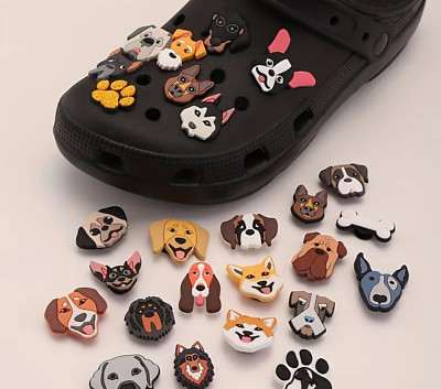 10 Hund & Welpe Charms für Crocs, Bubble Slides, Sandalen, Hausschuhe & Clogs