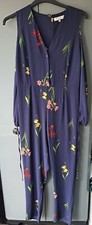RED HERRING NAVY BLUE MIX FLORAL COLD SHOULDER JUMPSUIT UK 12 NWT RRP  42.00