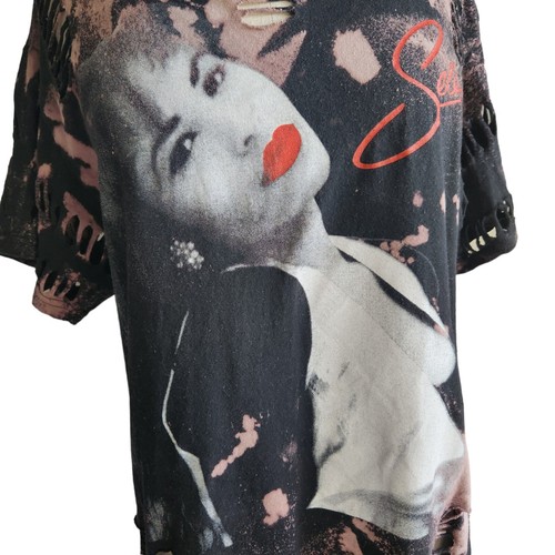 SELENA Quintanilla T-shirt Size M Vintage 90’s Custom Bleached Thrashed Tie Dye - Picture 2 of 16
