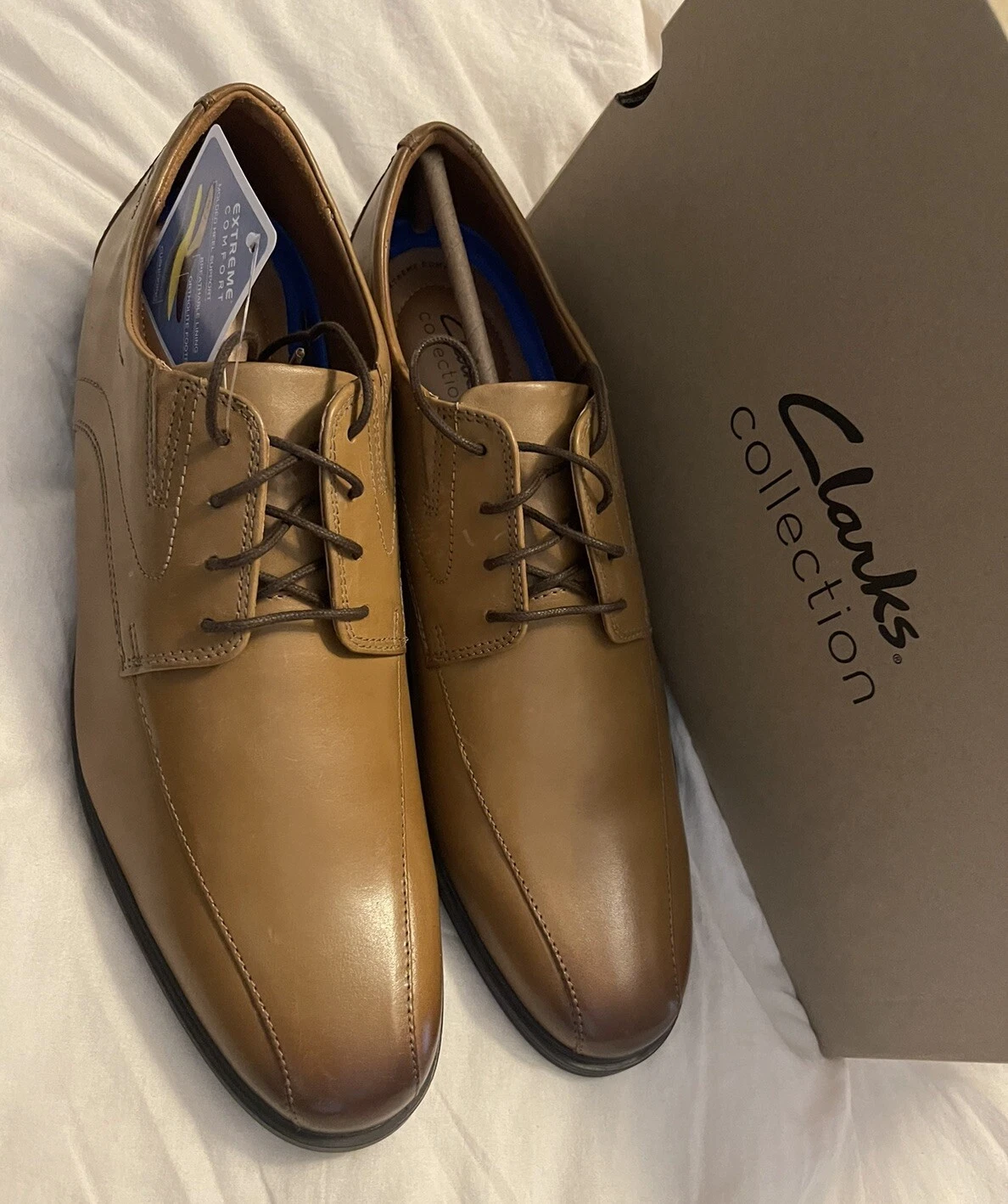 Mocassino Clarks Whiddon Place marrone scuro in pelle nuovo con scatola nuovo 14 m marrone comfort da uomo