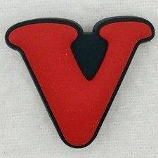 The Letter  V  Shoe Charm for Crocs - Red