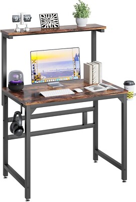 TREETALK Computertisch, 80 cm Industrie Schreibtisch mit höhenverstellbarem Monit