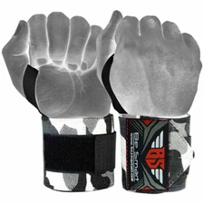 WEIGHT LIFTING TRAINING WRIST SUPPORT WRAPS GYM BANDAGE STRAPS CAMO GREY 18"