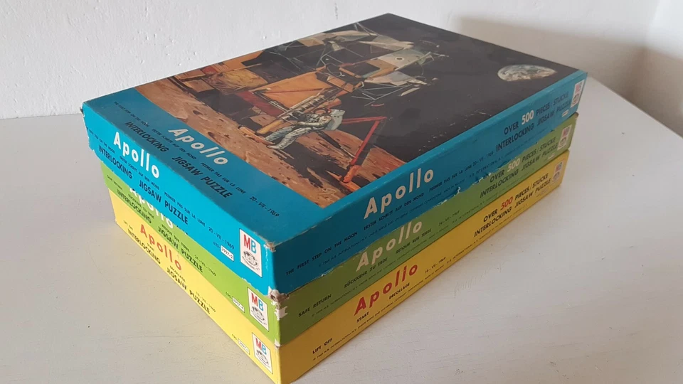 3x puzzle rari MB Apollo 1969 atterraggio sulla luna - 2 SIGILLATI e 1 COMPLETO - Immagine 2 di 4