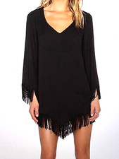 Show Me Your Mumu Rodeo Mini Dress Black/Fringe Fully Lined  New With Tags 