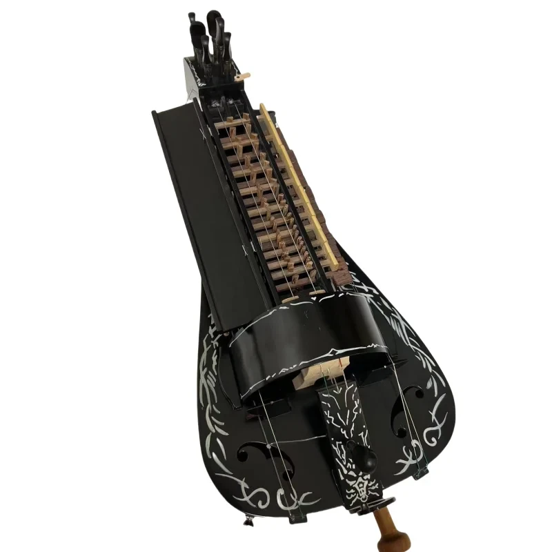 Black color Solid wood 6 strings 24 keys Hurdy Gurdy,Pretty Maple wood back - Image 4 of 4