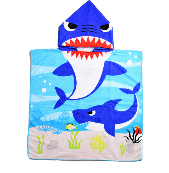 Kids Hooded Beach Bath Towel Children's Towels Shark 120*60cm eBay