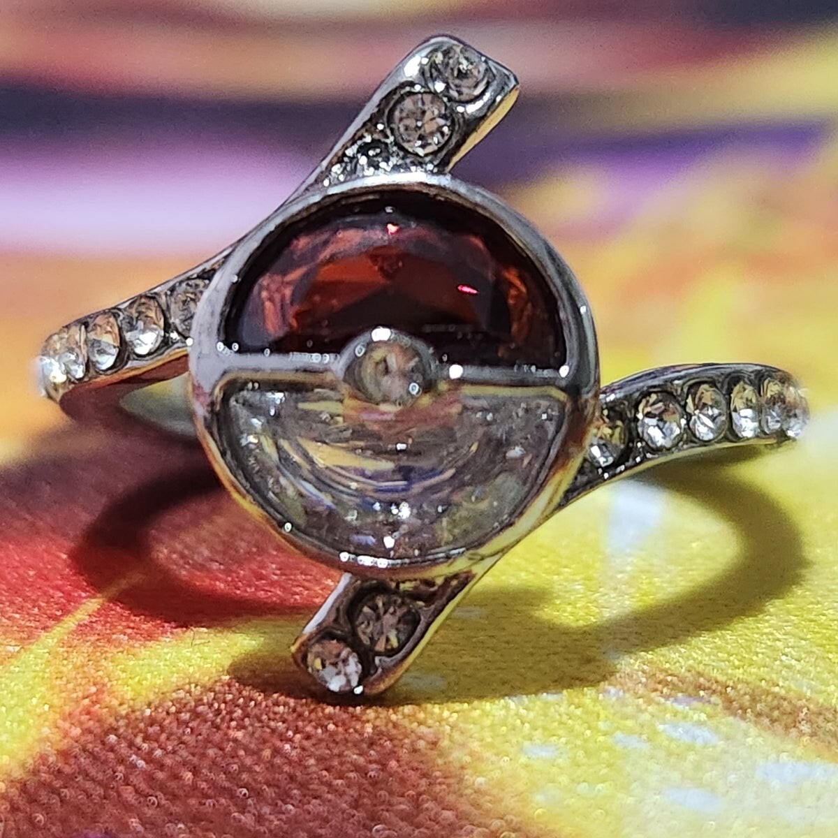 Pokemon Red Crystal Silver Pokeball Promise Ring Sz Pokémon Gift - Main Image
