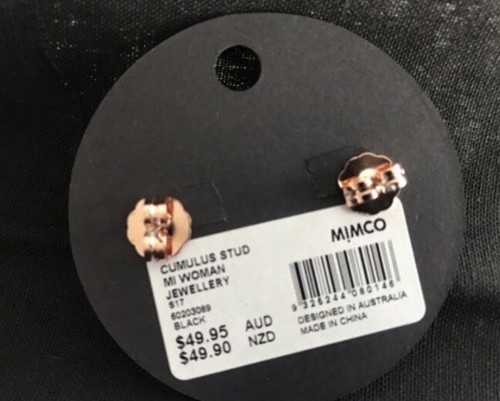 Mimco Cumulus Stud Earrings Rose Gold Studs BNWT Surgical Posts RRP $49.95 New - Picture 8 of 9
