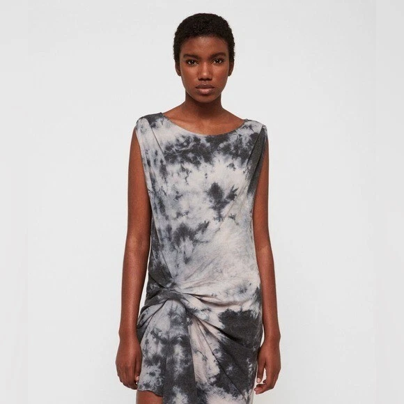 Allsaints Dyetie Riviera 连衣裙女式中号不对称深色女性垃圾桶 — 第 2/4 张图片