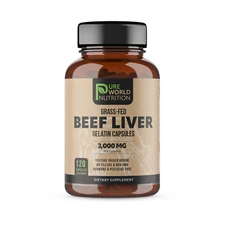 Pure World Nutrition 100% Grass Fed Beef Liver Capsules Dietary Supplement