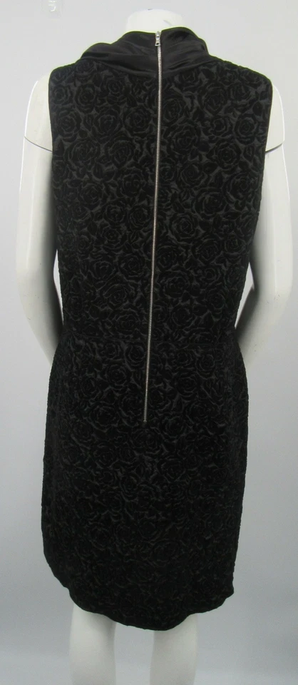 Vestido Nina Ricci Negro Sin Mangas Mezcla Seda Floral Bordado Talla 46 Foto 3 de 4