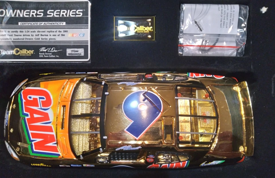 罕见 NASCAR 1:24 压铸 #9 杰夫·伯顿 CALIBER-OWNERS 仅黄金 504 生产! — 第 2/4 张图片