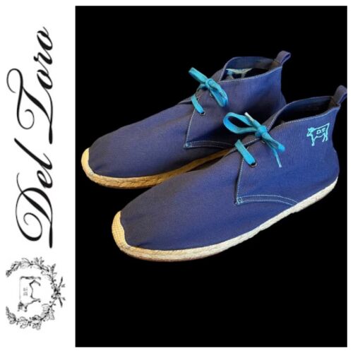 Del Toro Designer Handmade Blue Canvas Chukka Sneaker Size US 11 Italy